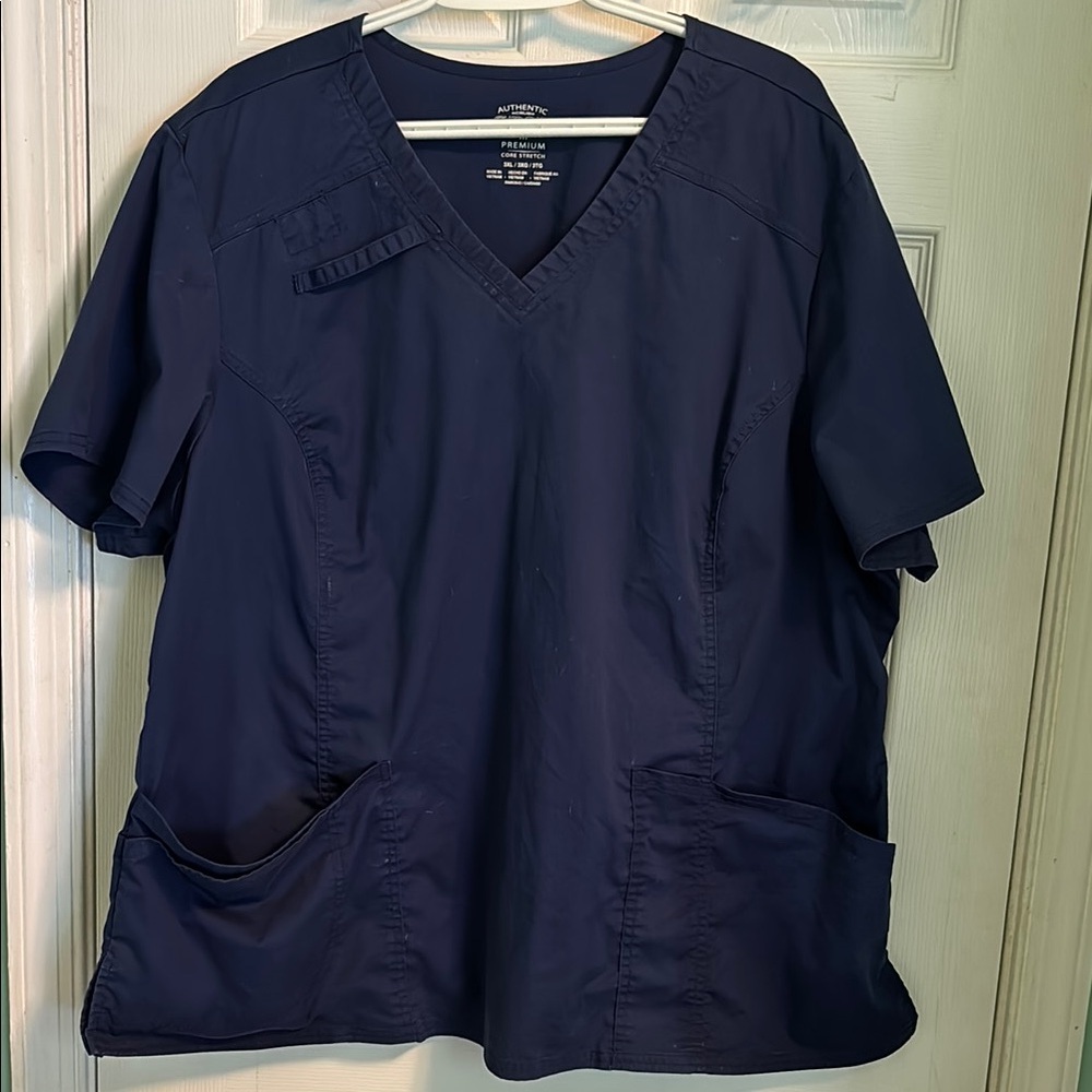 Cherokee Workwear Core Stretch Navy Plus Scrub Top. Size 3X.